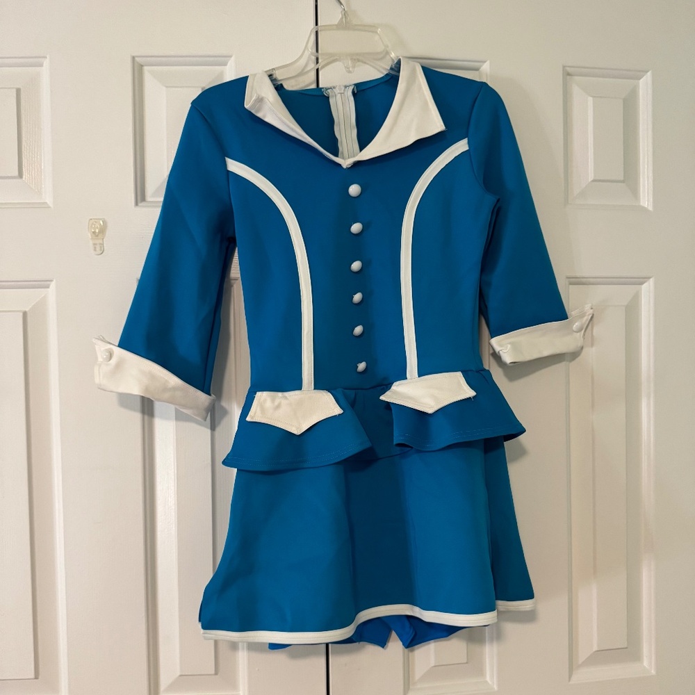 Blue and White Character Dance Costumes w/ Buttons